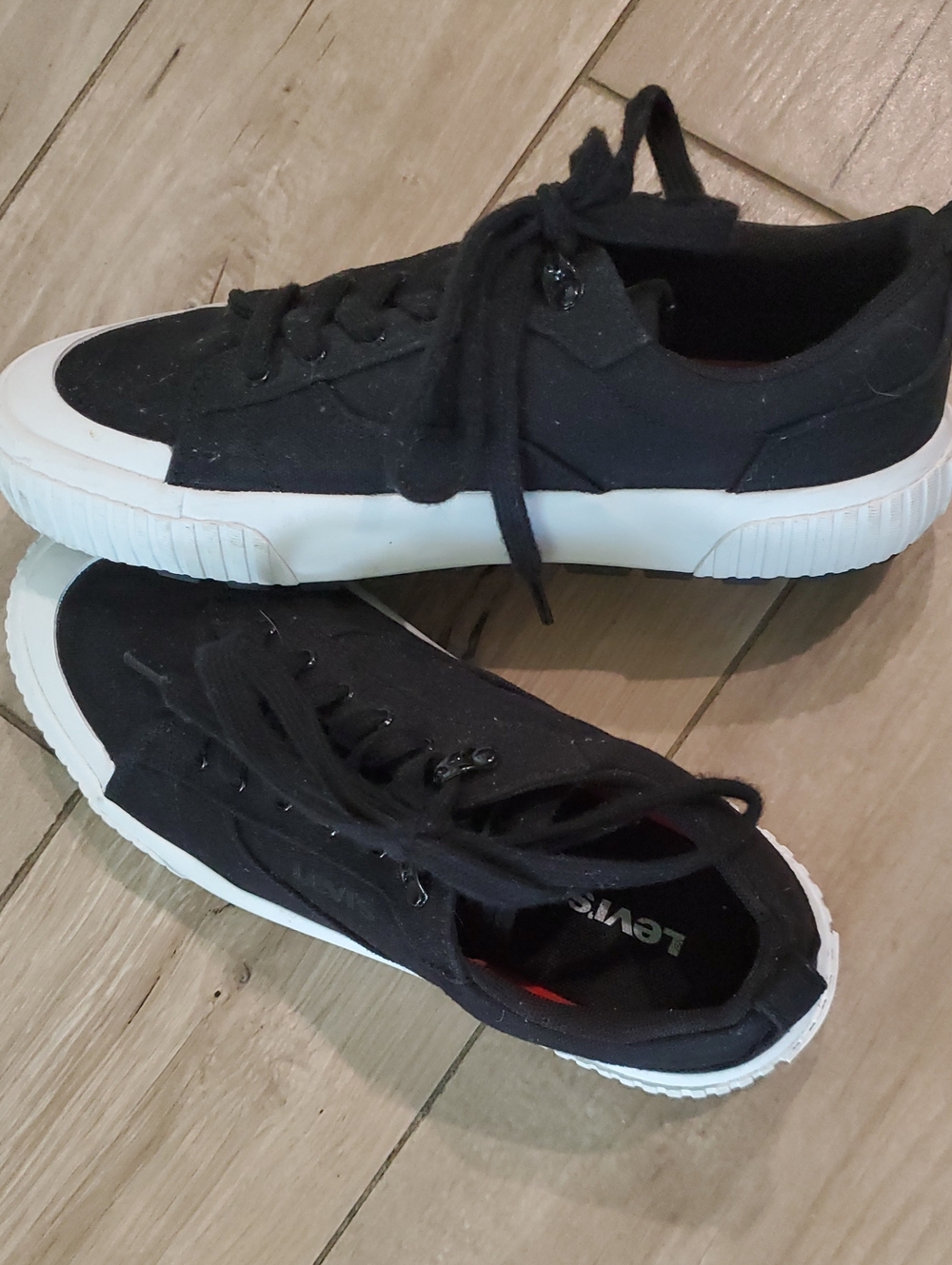 Levi's Black Canvas Low-Top Sneakers with White Sole
